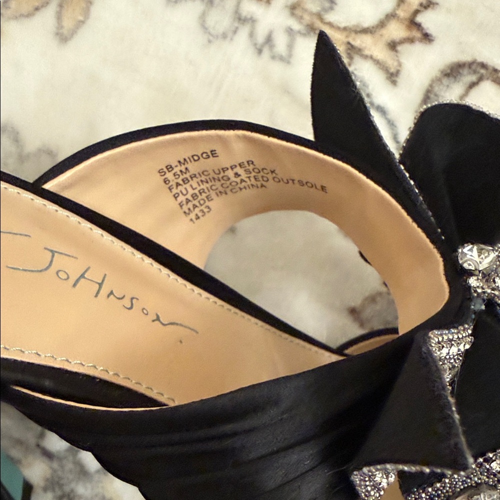 Betsey Johnson Black Heels with Rhinestone Embellishments - Picture 7 of 7